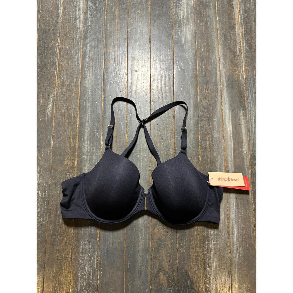 ThirdLove Classic Front Closure T-Shirt Bra Black Racerback 36B 1/2